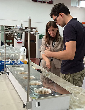 Consulting a German student in the UPM lab (Foto: Zude)