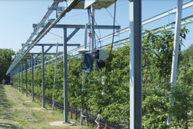 Investigation on fruit trees in the ATB Fieldlab for Digital Agriculture (Maruardt). Use of LiDAR sensors in the orchard (Photo: ATB).