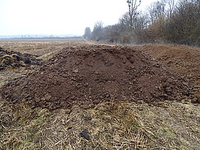 Chicken manure stored in the field (Photo: Stollberg/ATB)