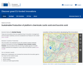 Screenshot der EU Innovationradar Plattform zum ATB-Eintrag