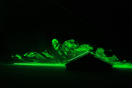 Visualization of air flow with laser light section (Photo: Stollberg/ATB)