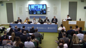 View of the audience from above before a panel discussion