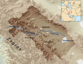 Map of the Zayandeh river