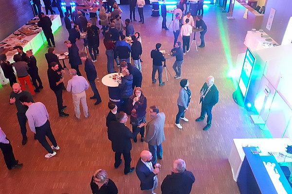 Foyer with many representatives from above
