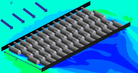 Simulation of the pressure drop around a group of dairy cows to derive a parameterization for the flow resistance of the animal stock in the barn (Source: Doumbia/ATB)