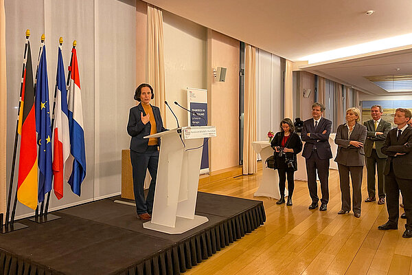 Prof. Sturm gives a speech on behalf of the German partners during the ceremonial signing of the MoU.